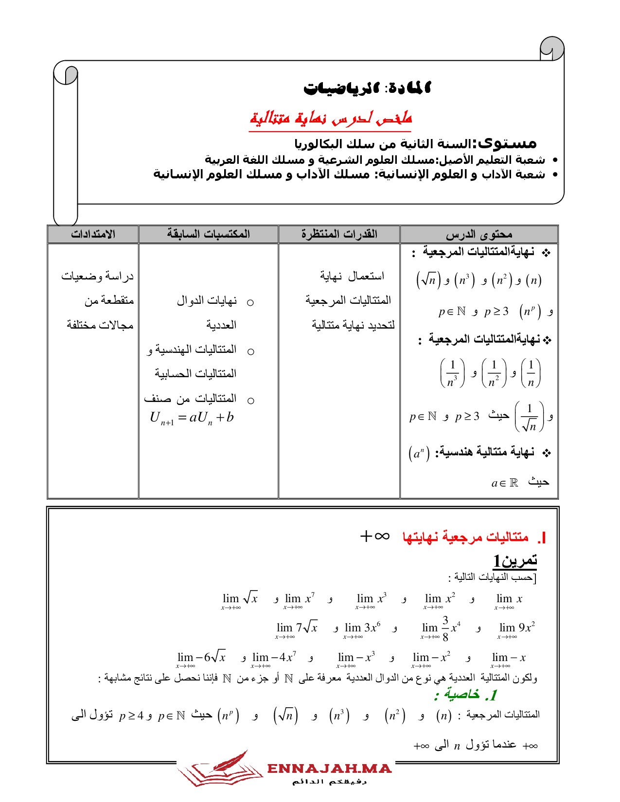 نهاية متتالية الثانية باك1